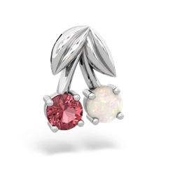 Pink Tourmaline Sweet Cherries 14K White Gold pendant P7001