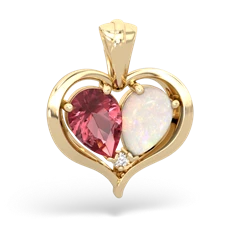 Pink Tourmaline Two Become One 14K Yellow Gold pendant P5330