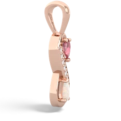 Pink Tourmaline Diamond Infinity 14K Rose Gold pendant P5390