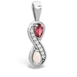 Pink Tourmaline Diamond Infinity 14K White Gold pendant P5390