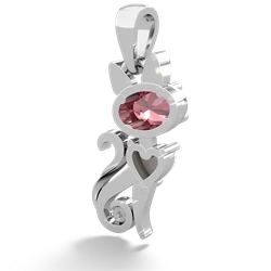 Pink Tourmaline Kitten 14K White Gold pendant P5780