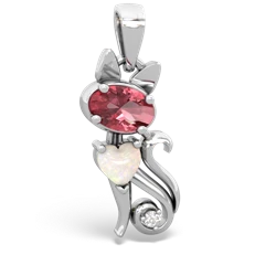 Pink Tourmaline Kitten 14K White Gold pendant P5780