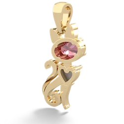 Pink Tourmaline Kitten 14K Yellow Gold pendant P5780