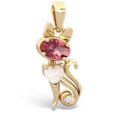 Pink Tourmaline Kitten 14K Yellow Gold pendant P5780