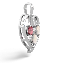 Pink Tourmaline Glowing Heart 14K White Gold pendant P2233