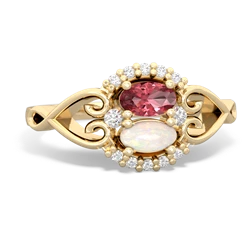 Pink Tourmaline Love Nest 14K Yellow Gold ring R5860