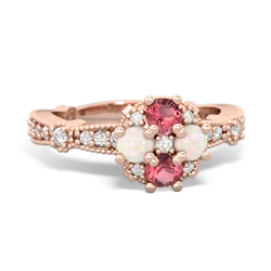 Pink Tourmaline Sparkling Tiara Cluster 14K Rose Gold ring R26293RD