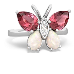 Pink Tourmaline Butterfly 14K White Gold ring R2215