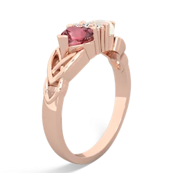 Pink Tourmaline Celtic Knot Double Heart 14K Rose Gold ring R5040