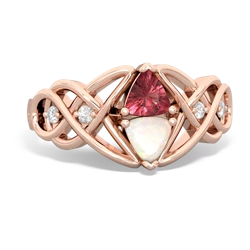 Pink Tourmaline Keepsake Celtic Knot 14K Rose Gold ring R5300