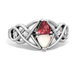 Pink Tourmaline Keepsake Celtic Knot 14K White Gold ring R5300