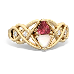 Pink Tourmaline Keepsake Celtic Knot 14K Yellow Gold ring R5300