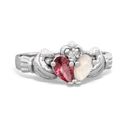 Pink Tourmaline 'Our Heart' Claddagh 14K White Gold ring R2388