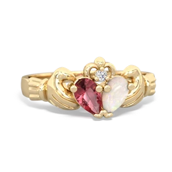 Pink Tourmaline 'Our Heart' Claddagh 14K Yellow Gold ring R2388