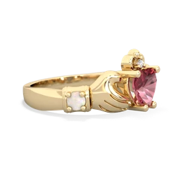 Pink Tourmaline Claddagh Keepsake 14K Yellow Gold ring R5245