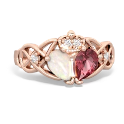 Pink Tourmaline 'One Heart' Celtic Knot Claddagh 14K Rose Gold ring R5322