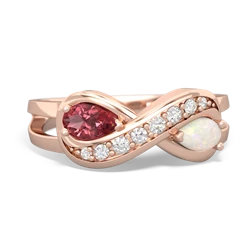 Pink Tourmaline Diamond Infinity 14K Rose Gold ring R5390