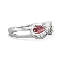 Pink Tourmaline Diamond Infinity 14K White Gold ring R5390