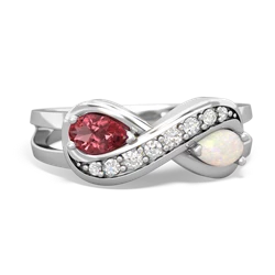 Pink Tourmaline Diamond Infinity 14K White Gold ring R5390