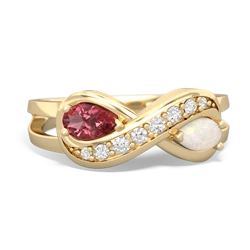 Pink Tourmaline Diamond Infinity 14K Yellow Gold ring R5390