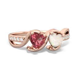 Pink Tourmaline Side By Side 14K Rose Gold ring R3090