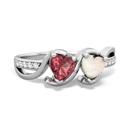 Pink Tourmaline Side By Side 14K White Gold ring R3090