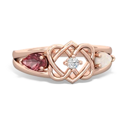 Pink Tourmaline Hearts Intertwined 14K Rose Gold ring R5880