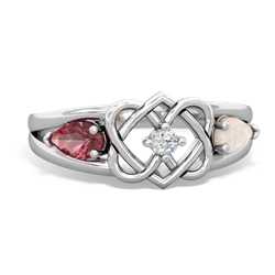 Pink Tourmaline Hearts Intertwined 14K White Gold ring R5880