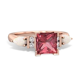 Pink Tourmaline 6Mm Princess Eternal Embrace Engagement 14K Rose Gold ring C2002