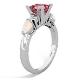 Pink Tourmaline 6Mm Princess Eternal Embrace Engagement 14K White Gold ring C2002