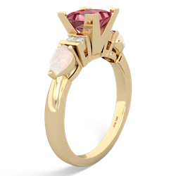 Pink Tourmaline 6Mm Princess Eternal Embrace Engagement 14K Yellow Gold ring C2002