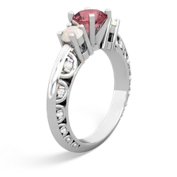 Pink Tourmaline Art Deco Eternal Embrace Engagement 14K White Gold ring C2003