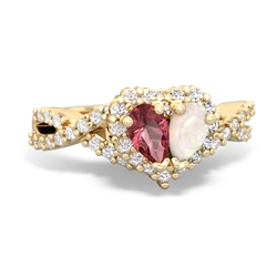 Pink Tourmaline Diamond Twist 'One Heart' 14K Yellow Gold ring R2640HRT