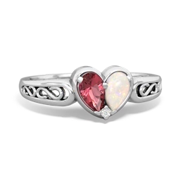 Pink Tourmaline Filligree 'One Heart' 14K White Gold ring R5070