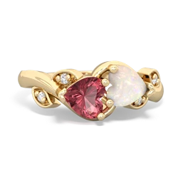 Pink Tourmaline Floral Elegance 14K Yellow Gold ring R5790