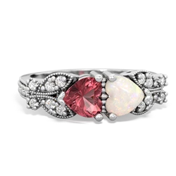 Pink Tourmaline Diamond Butterflies 14K White Gold ring R5601