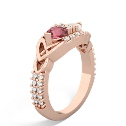 Pink Tourmaline Sparkling Celtic Knot 14K Rose Gold ring R2645