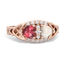 Pink Tourmaline Sparkling Celtic Knot 14K Rose Gold ring R2645