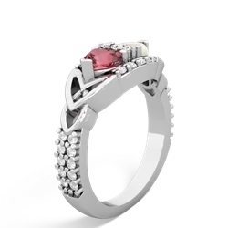 Pink Tourmaline Sparkling Celtic Knot 14K White Gold ring R2645