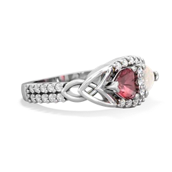 Pink Tourmaline Sparkling Celtic Knot 14K White Gold ring R2645