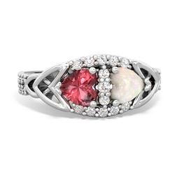 Pink Tourmaline Sparkling Celtic Knot 14K White Gold ring R2645