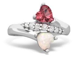 Pink Tourmaline Heart To Heart 14K White Gold ring R2064