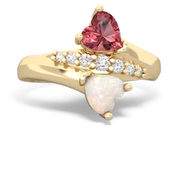 Pink Tourmaline Heart To Heart 14K Yellow Gold ring R2064