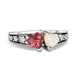 Pink Tourmaline Heart To Heart 14K White Gold ring R3342