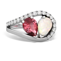 Pink Tourmaline Nestled Heart Keepsake 14K White Gold ring R5650