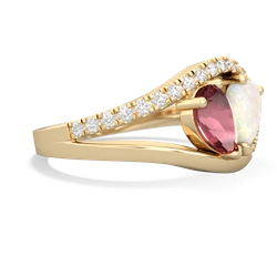 Pink Tourmaline Nestled Heart Keepsake 14K Yellow Gold ring R5650