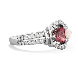 Pink Tourmaline Art-Deco Keepsake 14K White Gold ring R5630