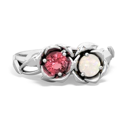 Pink Tourmaline Rose Garden 14K White Gold ring R5510