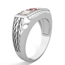 Pink Tourmaline Three Stone Tire Tread Men's 14K White Gold ring R0520