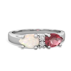 Pink Tourmaline Pear Bowtie 14K White Gold ring R0865